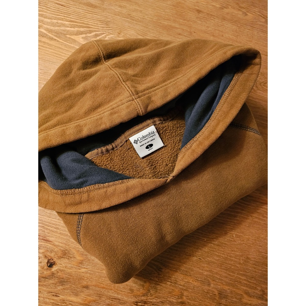 Columbia Mens Brown Fleece Hoodie Raglan Sleeve Outdoor Sweatshirt Large 0189